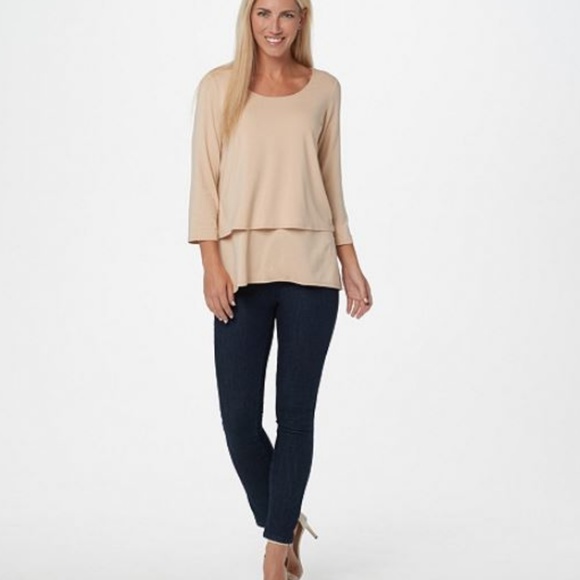 Joan Rivers Jersey Knit Layered Top with 3/4 Sleeves  8581 - Picture 3 of 3